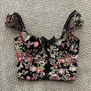 NWT - Victoria's Secret Black and Pink Embellished Bustier Tank Top